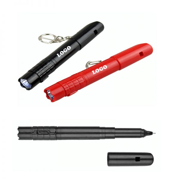 Whistle and LED Torch Ball Pen with Keychain