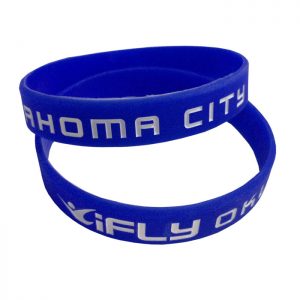 Debossed with color filled silicone wristband