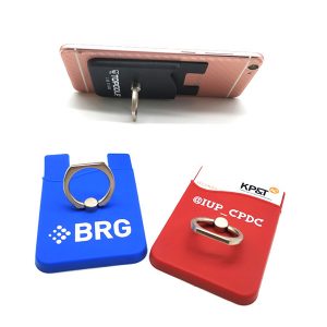 Red finger ring phone card holder