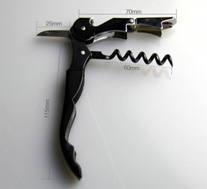 Knife corkscrew opener