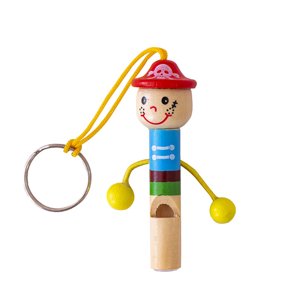 Wood doll whistle keyring holder
