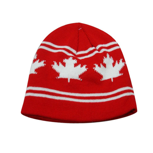 Red beanie with white Logo